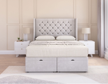 Dior Ottoman Storage Bed | Winged Chesterfield Style | Sloomy