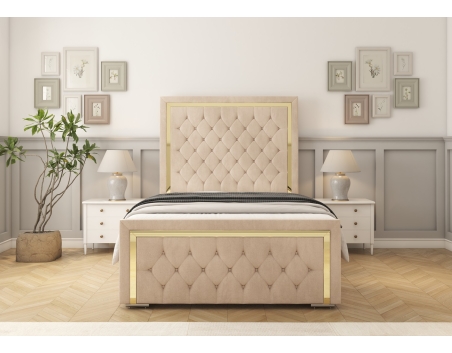 Wilton Gold Bed Frame – Stylish Bed with Storage Options